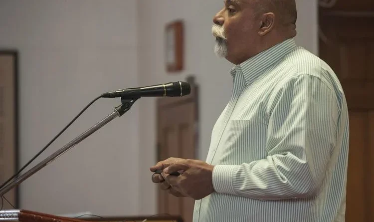 Anwar Khalifa of East Texas Islamic Society speaks at an event honoring the life and legacy of Dr. Martin Luther King, Jr. on Wednesday April 4, 2018 at Greater New Pleasant Hill Missionary Baptist Church in Tyler. King was assassinated April 4, 1968 at 6:01 p.m. at a hotel in Memphis, Tennessee. (Sarah A. Miller/Tyler Morning Telegraph)